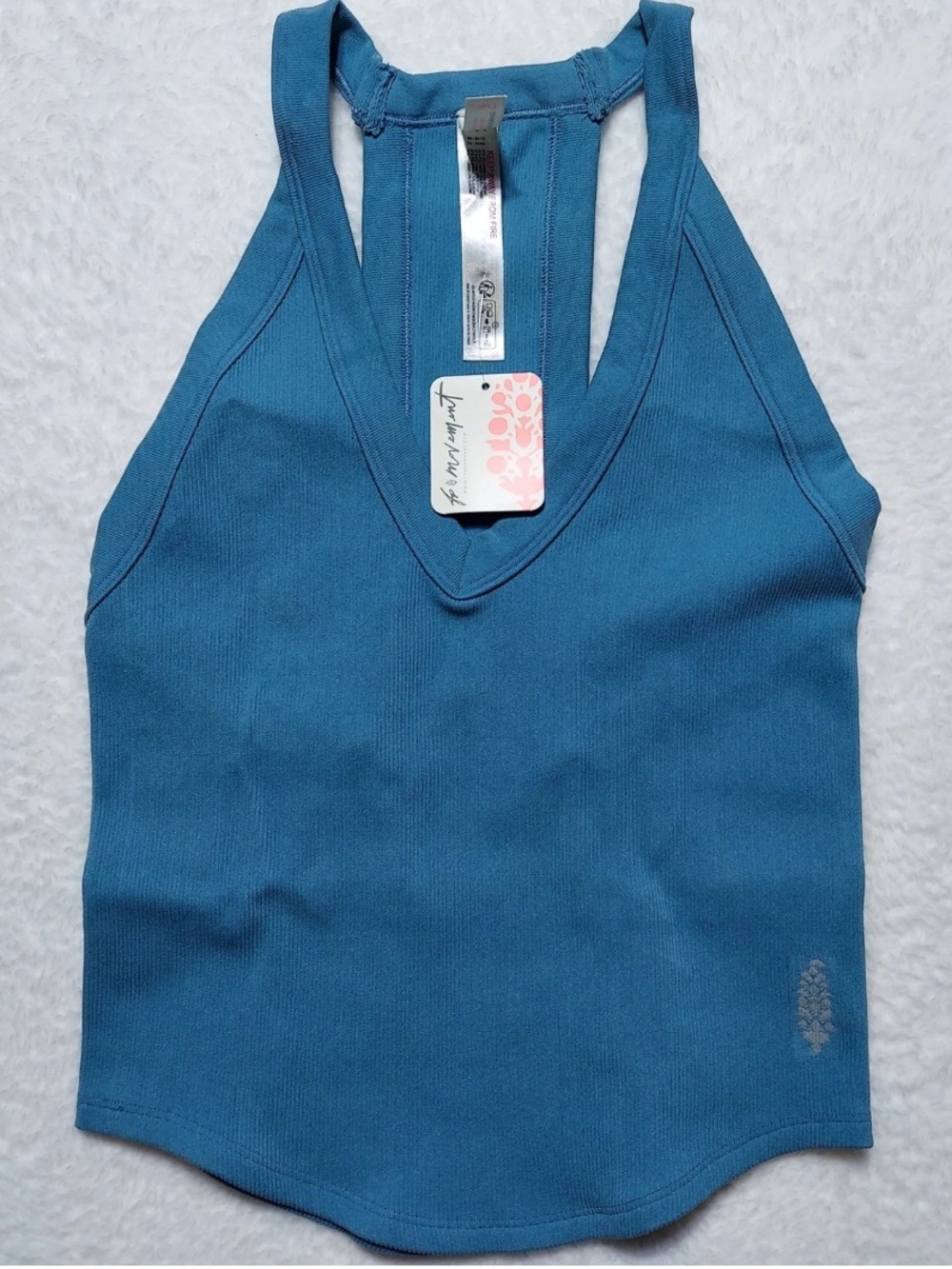 NWT Free People FP Movement All Clear V Neck Razorback Cami Tank in Blue M/L